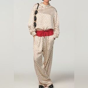 Zara x Stefano Pilati strawberry novelty pyjama trousers satiny collab new